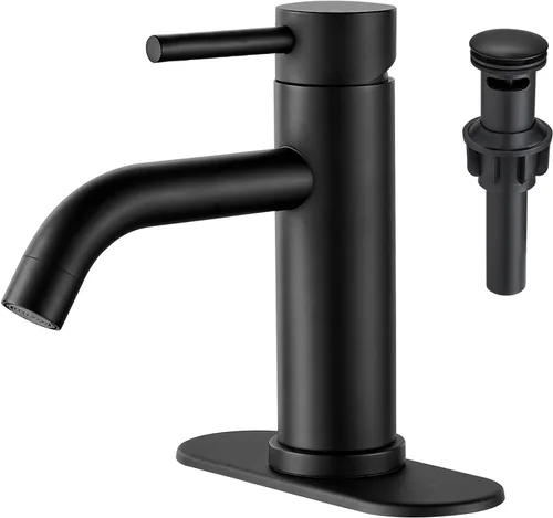 Vista 9 de GENBONS Grifos de Baño, Grifo de Fregadero de Baño de Un Solo Agujero Níquel Cepillado, Grifo Moderno de Fregadero de Tocador de Una Sola Manija, 1
