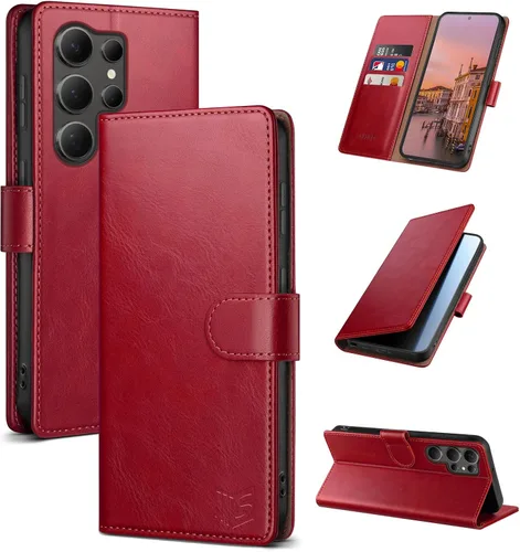 Vista 10 de SUANPOT - Funda para Samsung Galaxy S23 Ultra con bloqueo RFID, tarjetero con funda protectora de PU para teléfono, para mujeres y hombres