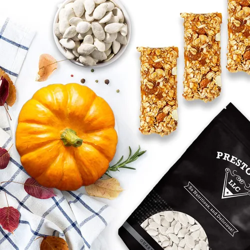 Vista 3 de Presto Sales LLC - Semillas de calabaza crudas con cáscara blanca nieve, sin aceite, aperitivo saludable, crujiente, delicioso, empaquetado en una