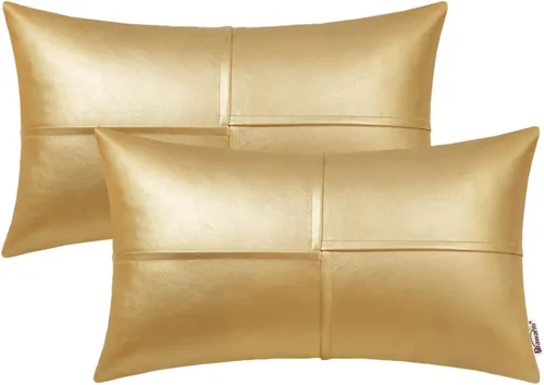 Vista 10 de BRAWARM Fundas de almohada de cuero sintético de 16 x 16 pulgadas, paquete de 2 fundas de almohada de cuero rojo profundo, fundas de almohada