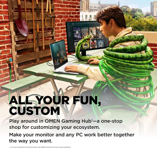 Vista 9 de HP OMEN - Monitor para juegos FHD de 23.8 pulgadas, 165 Hz, pantalla FHD (1920 x 1080), panel IPS, 99% sRGB, 90% DCI-P3, 16:9, tecnología AMD
