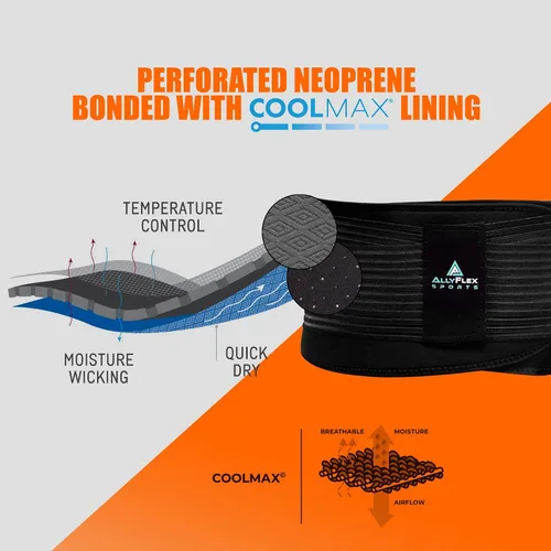 Vista 5 de Cinturón de apoyo lumbar para mujeres y hombres - Tecnología de enfriamiento de alta tecnología Almohadillas lumbares ortopédicas 3D para aliviar