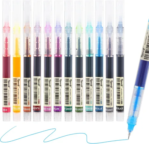 Vista 10 de USUAL 24 unidades de bolígrafos de tinta de gel, bolígrafos de tinta líquida, bolígrafos multicolor de 0.5 mm de punta fina, bolígrafos de escritura