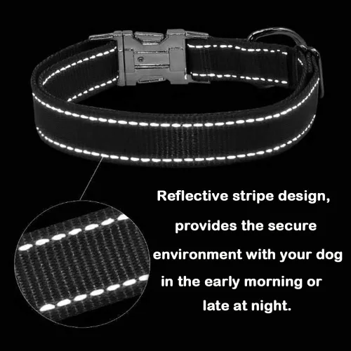 Vista 6 de Love Dream Collar reflectante para perro con hebilla de metal, collar de nailon ajustable de seguridad con hebilla de liberación rápida resistente