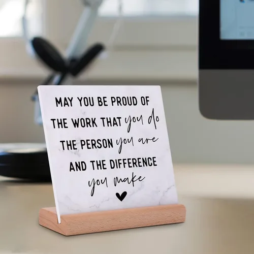 Vista 4 de Regalos para compañeros de trabajo para mujeres y hombres, regalo de oficina para compañeros de trabajo, placa inspiradora de decoración