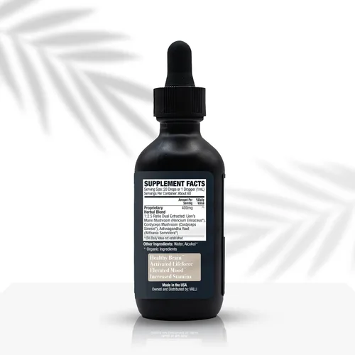 Vista 3 de Vitality Tintura de hongos Elixir adaptogénico diario Melena de león, Cordyceps, Ashwagandha Extracto dual 2 onzas