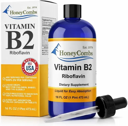 Vista 9 de Gotas líquidas de vitamina B2 - Suplemento de riboflavina B2 para el metabolismo energético y el apoyo del sistema nervioso - Vitamina líquida B2