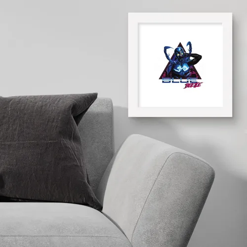 Vista 3 de Trends International Gallery Pops DC Comics Blue Beetle - Póster de pared retro Super Future, 12 x 12 pulgadas, versión de marco blanco