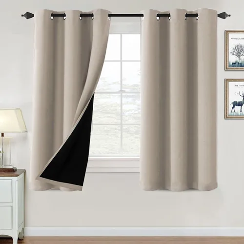 Vista 44 de H.VERSAILTEX Cortinas 100% de opacidad para dormitorio, con aislamiento térmico, cortinas opacas de 63 pulgadas de largo, cortinas de bloqueo