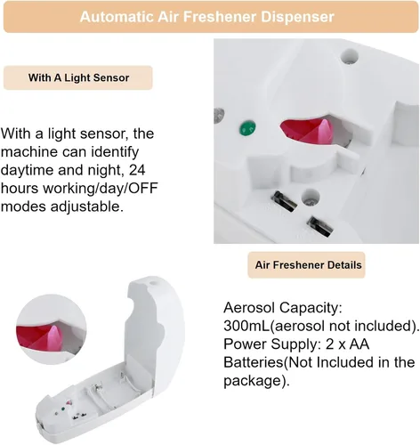 Vista 6 de Ambientador automático de pared Ambientador automático Ambientador Temporizado Dispensador de ambientador de aire ajustable montado en la pared