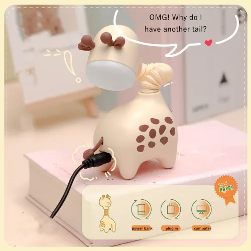 Vista 4 de Luz Nocturna de Jirafa Fantasee USB Recargable para Guardería y Mesita de Dormir para Niños - Verde