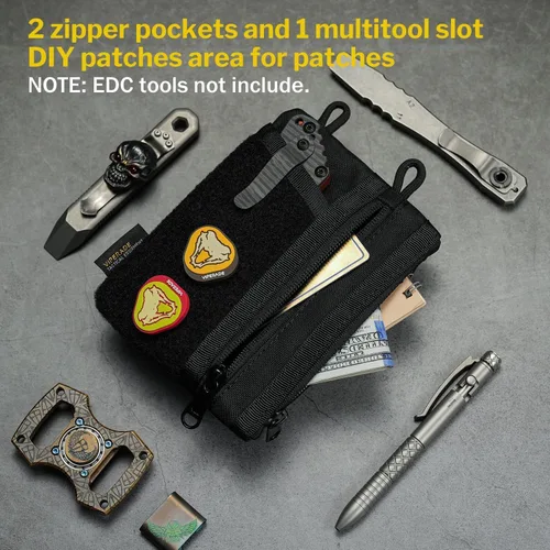 Vista 5 de VIPERADE VE18 EDC Bolsa, Organizador de Bolsillo para Hombres, Organizador de Bolsillo EDC, 3 Ranuras con 2 Bolsillos con Cremallera, Bolsa