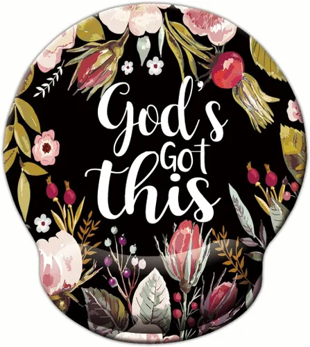 Vista 9 de Salmo 46:5 God is Within Her,She Will Not Fall- Alfombrilla de mouse con versículo bíblico floral, rústico, cita inspiradora, almohadillas de apoyo