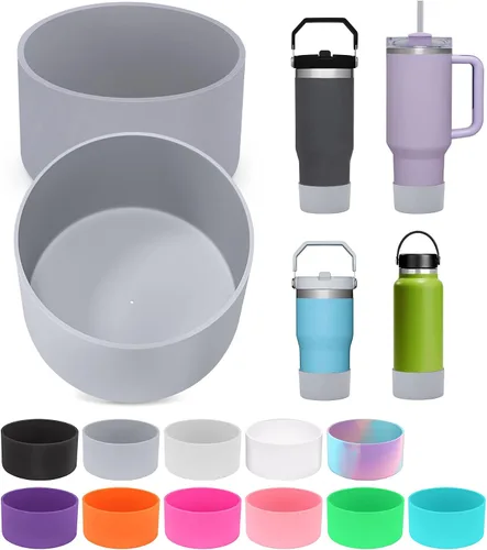 Vista 17 de PICcircuit 2 piezas para Stanley Boot, fondo de silicona para Quencher Adventure 40oz 30oz botella IceFlow 20oz 30oz y para vaso Hydroflask 12-24oz