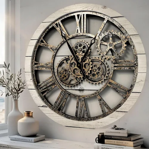 Vista 10 de ImprovingLife El Reloj de Engranajes El Reloj de Pared Original con Engranaje de Movimiento Real Vintage Industrial de Gran Tamaño Rústico de Granja