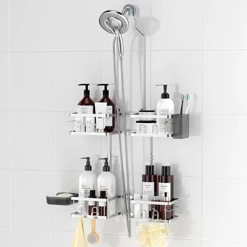 Vista 11 de REINHARDT Organizador de Ducha Ajustable Colgante Organizador de Ducha Resistente a la Oxidación para Cabezales de Ducha Portátiles, Organizador