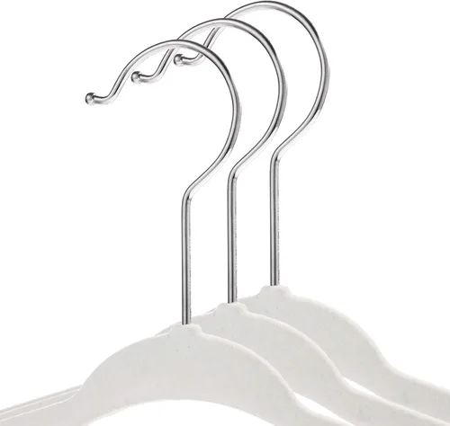 Vista 2 de Casafield 50 perchas de terciopelo para bebé, tamaño de 11 pulgadas, para ropa de bebés y niños pequeños, color marfil