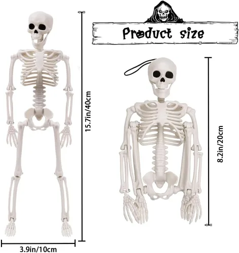 Vista 2 de XIMISHOP 5 piezas de decoración de esqueleto de Halloween, esqueleto colgante de cuerpo completo de 16 pulgadas con articulaciones movibles