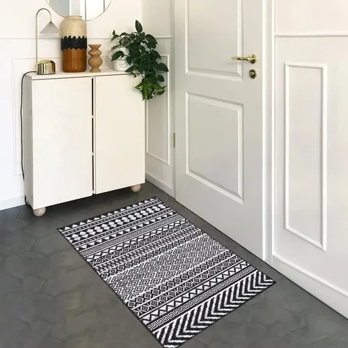 Vista 19 de COZYLOOM Tapete geométrico bohemio de 2 x 4 pulgadas, lavable a máquina, vintage, de felpilla marroquí, para interiores, antideslizante, cocina