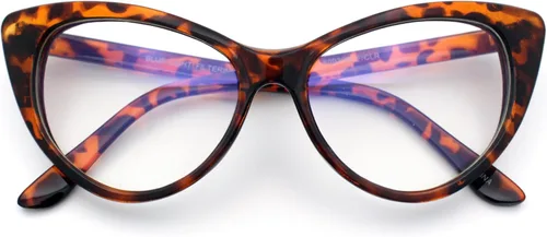 Vista 10 de SA106 Gafas de computadora con marco de ojo de gato auténtico gótico clásico con filtro de luz azul Negro