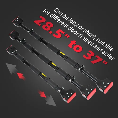 Vista 6 de leikefitness Pull-Up Bar For Door Frame Chin Up Bar Upper Body Workout 28.3"- 37.8" Adjustable Portable Training Pull-Up Bars without Screw