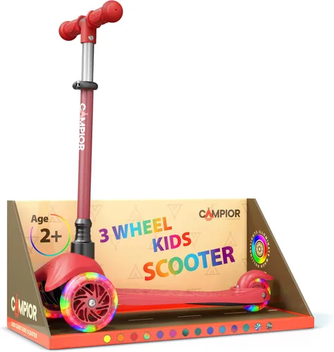 Vista 11 de Mini scooter negro de 3 ruedas para niños, inclinado para dirigir con ruedas con luces LED, manubrio ajustable, cubierta antideslizante ancha