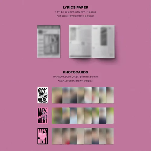 Vista 4 de Stray Kids - Mini álbum [MAXIDENT] (T-CRUSH Ver.) - Libro de fotos + CD-R + papel de letras + tarjetas de fotos + mini póster + calcomanía facial +