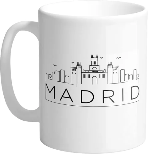 Vista 7 de TeesAndTankYou Skyline Madrid - Taza de café (11 onzas), color negro