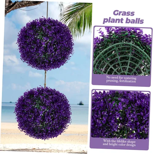 Vista 9 de Ciieeo Bolas de hierba sintética de imitación de hoja de eucalipto para decoración del jardín del hogar