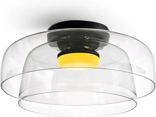 Vista 8 de Jowjut Luces de Techo de Montaje al Ras 1-Luz Cristal Gris Luces de Montaje al Ras 2-Capas Pantalla Mediados del Siglo Isla de Cocina Lámparas