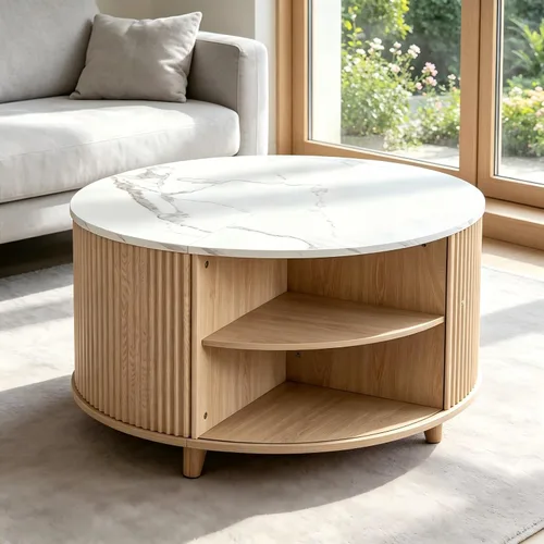 Vista 12 de 3-Tier Round Side Table Small End Tables Nightstand Wood & Rattan Brown 23.5 Brown