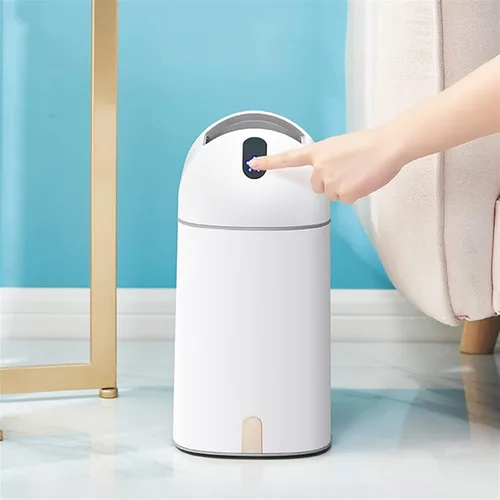 Vista 8 de HIHELO Cubo de basura inteligente para baño, cubo de basura eléctrico automático de inducción con tapa, contenedor de basura con sensor de gran