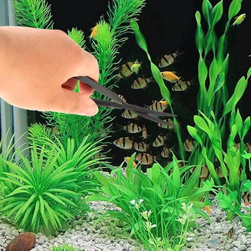 Vista 3 de POPETPOP Tijeras curvadas de acuario de 6.1 pulgadas, tijeras de hierba para agua, acción de precisión con resorte para paisajismo acuático y poda