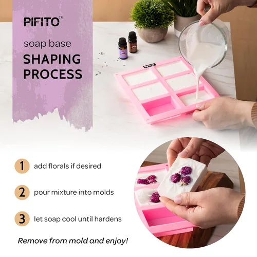 Vista 6 de Pifito Base de jabón para derretir y verter manteca de cacao (2 libras) │ Base de jabón de glicerina 100% natural prémium │ Suministros de lujo