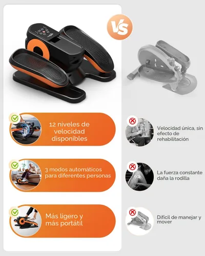 Vista 5 de Máquina elíptica para debajo del escritorio con 12 velocidades ajustables, pedal sentado silencioso y portátil con control remoto y correas