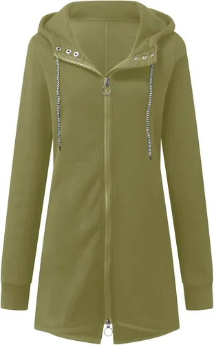 Vista 5 de SNKSDGM Sudadera con capucha y cremallera para mujer, de manga larga, cordón causal, sudaderas de gran tamaño con bolsillos, Blanco