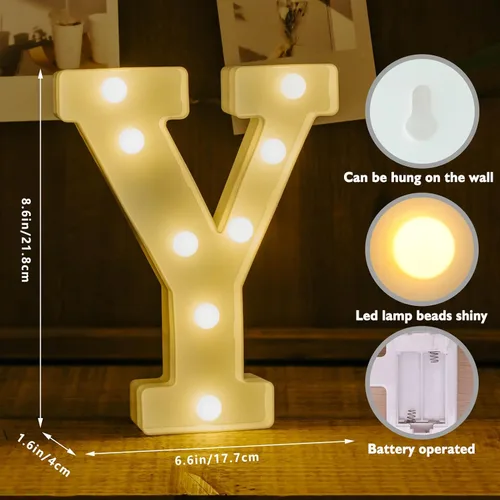 Vista 2 de Letras iluminadas, letras con luces LED de 26 letras del alfabeto, letra decorativa iluminada, letras de marquesina LED que funcionan