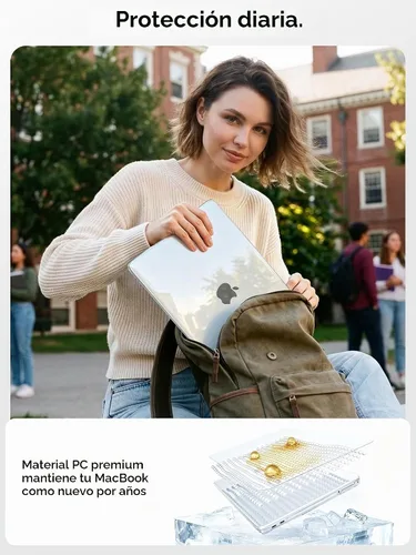 Vista 5 de EooCoo Funda para MacBook Air de 15 pulgadas M5 M4 M3 M2 2026-2023 Cristal transparente