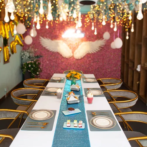 Vista 7 de Camino de mesa con lentejuelas turquesas, 12 x 108 pulgadas con brillantina, regalo para empaquetado de mesa para fiesta, boda, despedida