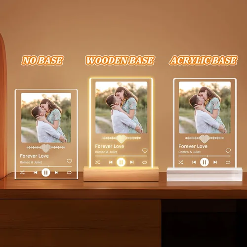 Vista 5 de Marcos de Foto Personalizados de Placa de Spotify, Marco de Foto de Portada de Canción de Acrílico Personalizado, Regalos Personalizados para Novia
