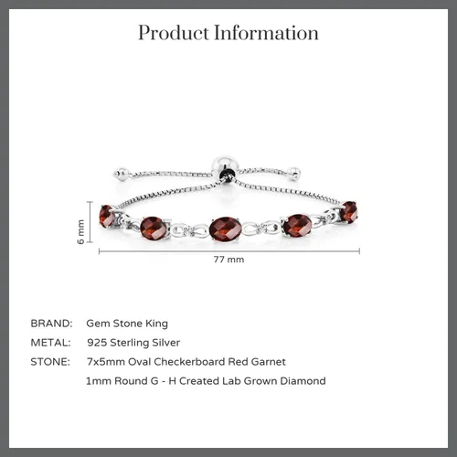 Vista 70 de Gem Stone King Pulsera de tenis de diamantes cultivados en laboratorio con piedra natal de 3-6 quilates para mujer, plata de ley 925, ovalada