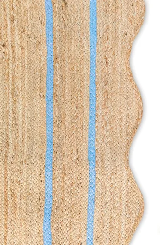 Vista 14 de Alfombra de Yute Natural Ondulada Festoneada - Corredor de Entrada Boho, Festón Estilo Granja, Blanco Roto (8'x10') Camino de entrada bohemio