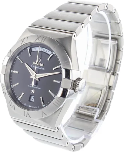 Vista 2 de Omega Constellation Day Date Reloj automático de acero inoxidable con esfera negra para hombre 12310382201001 Negro