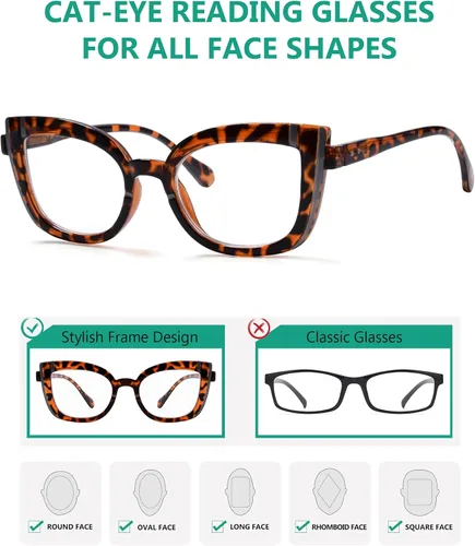 Vista 4 de Eyekepper Paquete de 5 lentes de lectura con diseño de ojo de gato para mujer + 0.5