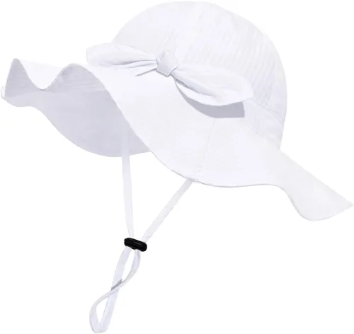 Vista 59 de Sombrero de sol para bebé niña con UPF 50+ sombrero de playa ajustable para exteriores con ala ancha