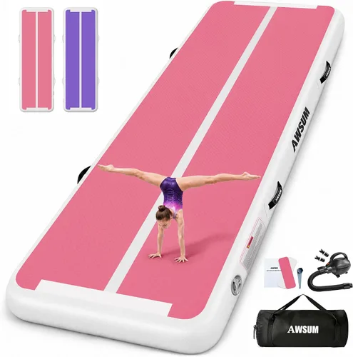 Vista 9 de AWSUM Inflatable Gymnastics Mat, Air Tumbling Mat with Pump for Home & Gym Azul/Azul