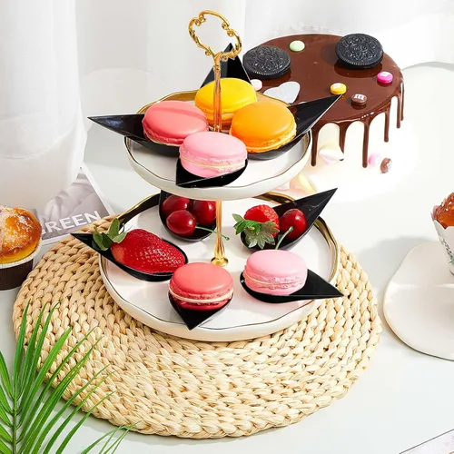 Vista 5 de Tessco for you 800 cucharas desechables de aperitivo de 4 pulgadas, mini platos de plástico para aperitivos, pequeños vasos de catering para postres
