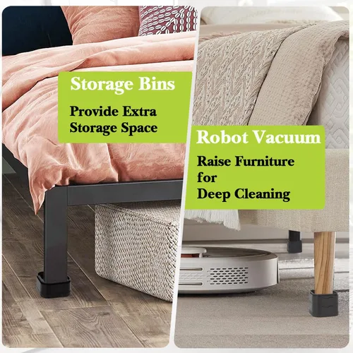 Vista 5 de Paquete de 12 elevadores de muebles de 1, 2 o 3 pulgadas, elevadores de cama ajustables resistentes para mesa, escritorio, sofá, silla, gabinete