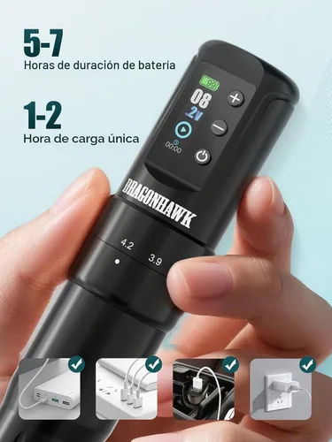 Vista 6 de Dragonhawk Atom2 Pro Kit de máquina de tatuaje inalámbrica con 2