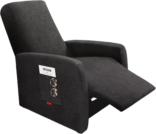 Vista 27 de 3 fundas elásticas para sillas reclinables, fundas de tela de felpa y protectores duraderos de muebles para niños y mascotas (1 plaza, negro)